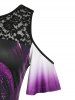 Plus Size Butterfly Print Lace Panel Cold Shoulder Dress -  