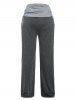 Plus Size Cinched High Waist Bell Bottom Pants -  