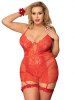 Dotted Mesh Lace Underwire T-back Plus Size Lingerie Babydoll -  