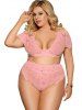 Plus Size Scalloped Flower Lace Bralette Set -  
