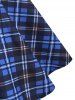 Mock Button Plaid Pussybow Dress -  