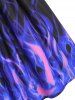 Robe Plongeante à Imprimé Flamme avec Bouton - Noir 2XL