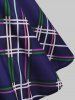 Mock Button Plaid Pussybow Dress -  