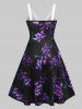Plus Size Floral Print O Ring Empire Waist Dress -  