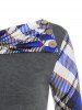 Mock Button Plaid Pocket Asymmetric T Shirt -  