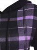 Hooded Plaid Lace Up Jersey Dress -  