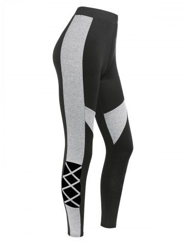 High Waisted Cut Out Criss-cross Contrast Pants