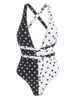 Criss Cross Colorblock Polka Dot One-piece Swimsuit -  