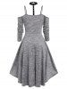 Plus Size Choker Neck Cold Shoulder High Low Gothic Dress -  