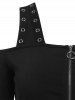 Cold Shoulder Eyelets Half Zipper Dress -  