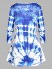 Plus Size Tie Dye Binding Long Sleeve T-shirt -  