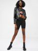 Zippered Front Snap Button Faux Leather Biker Jacket -  