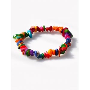 

Irregular Stone Beaded Elastic Bracelet, Multi n