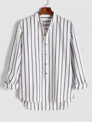 Long Sleeve Striped Casual Pullover Shirt -  