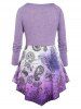 Plus Size Paisley Butterfly Print Bowknot Irregular Tee -  