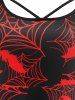 Robe D'Halloween Mi-Longue à Imprimé Toile Araignée et Chauve-souris de Grande Taille - Rouge 5X