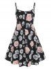 Plus Size Front Twist Top and Rose Print Midi Dress Set -  