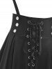 Plus Size Pleated Lace Up Suspender Skirt -  