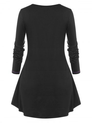 Plus Size Gothic Skull Flower Tunic Tee
