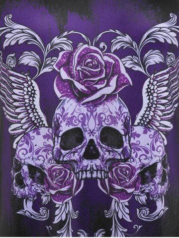 Plus Size Gothic Skull Flower Tunic Tee