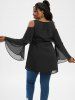 Plus Size Layered Bell Sleeve Open Shoulder High Low Top -  
