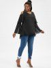 Plus Size Layered Bell Sleeve Open Shoulder High Low Top -  