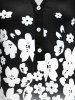 Plus Size Gradient Flower Print Buttons T Shirt -  
