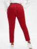Topstitching Zippered Front Plus Size Colored Jeans -  