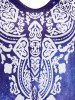 T-shirt à Imprimé Tribal 3D Galaxie de Grande Taille - Bleu L