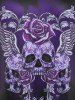 Plus Size Gothic Skull Flower Tunic Tee -  