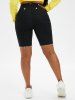 Plus Size & Curve Frayed Double Breasted Denim Biker Shorts -  