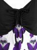 Cinched Front Skull Butterfly Halloween Plus Size Top -  