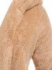 Plus Size Pockets Hooded Faux Fur Coat -  
