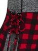 Plaid Print Lace-up 2 In 1 Sweater -  