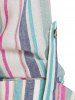 Double Pockets Colorful Stripe Print Shirt -  