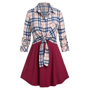 

Plus Size Plaid Button Up Blouse and Cami Top Set, Blue