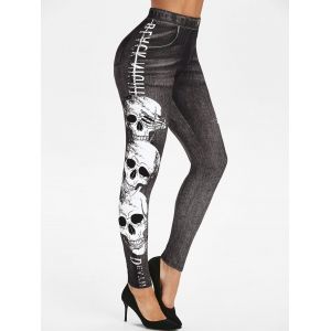 

Skull Print Halloween Jeggings, Black