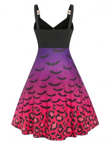 Plus Size Bat Ombre A Line Ruched Backless Dress