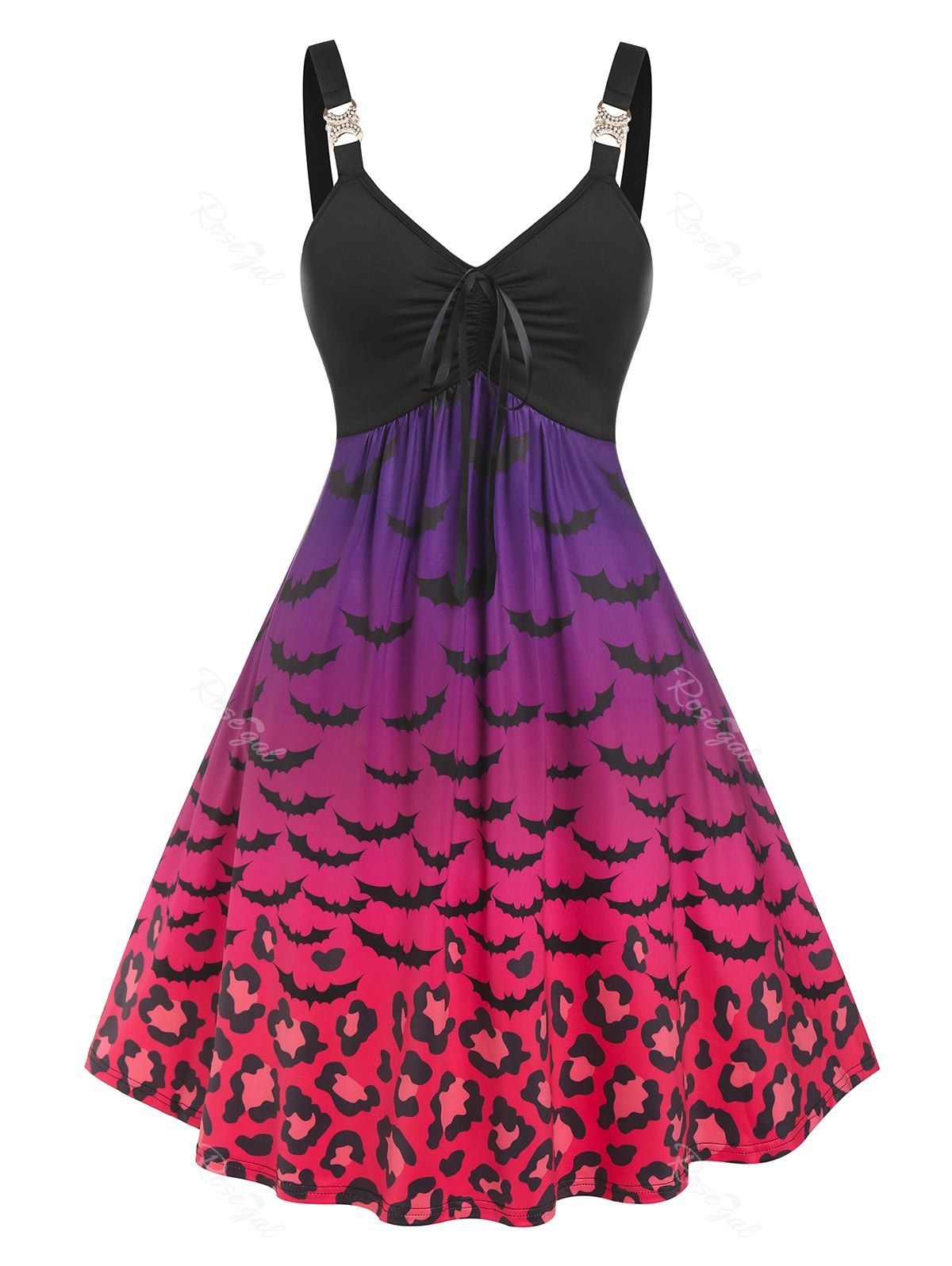 Cheap Plus Size Bat Ombre A Line Ruched Backless Dress  