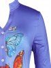 Haut Mouchoir Ombré Papillon à Manches Roulées de Grande Taille - Bleu clair 1X