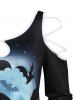 Cold Shoulder Moon Bats Print Asymmetrical T-shirt -  