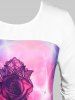 T-Shirt Mouchoir à Imprimé Roses de Grande Taille - Blanc 3X