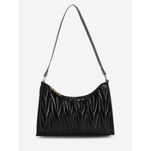 

Faux Leather Quilted Shoulder Bag, Black