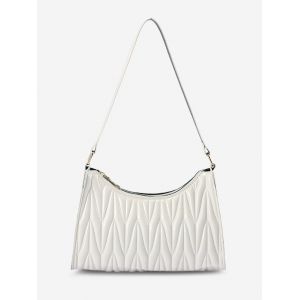 

Faux Leather Quilted Shoulder Bag, White