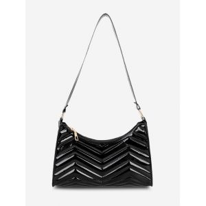 

Minimalistic Chevron-Quilted Shoulder Bag, Black