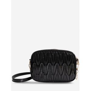 

Half-Chain Strap Quilted Crossbody Bag, Black