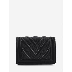 

Chain Zigzag-Quilted Flap Crossbody Bag, Black