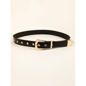 

Gold-Tone Pin Buckle Belt, Black