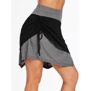 

Side Cinch Tie Irregular Mini Skirt, Black