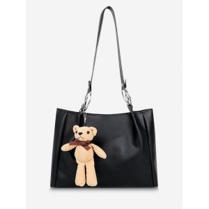 

Bear Pendant Ring Tote Bag, Black